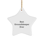 Funny groundskeeper Gifts for Christmas, 'Best groundskeeper Ever' Star Ornament, Gifts from Friends and Family, Unique Star Shaped Decorations for groundskeeper