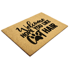 Funny Cat Lover Doormat – “Welcome Hope You Like Cat Hair” | Coir Welcome Mat with Paw Print | Gift for Cat Owners, Pet Homes & Crazy Cat Moms