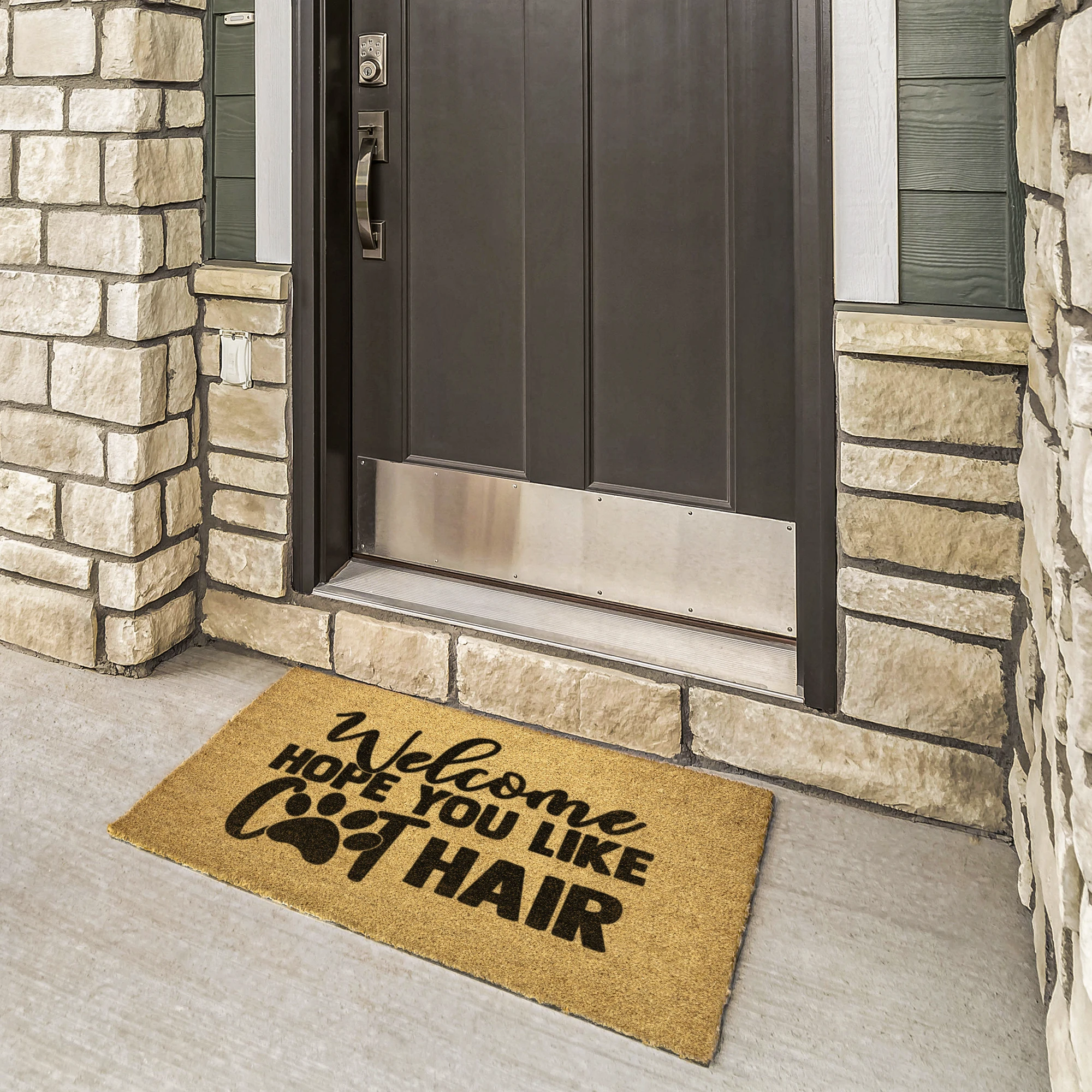 Funny Cat Lover Doormat – “Welcome Hope You Like Cat Hair” | Coir Welcome Mat with Paw Print | Gift for Cat Owners, Pet Homes & Crazy Cat Moms