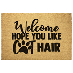 Funny Cat Lover Doormat – “Welcome Hope You Like Cat Hair” | Coir Welcome Mat with Paw Print | Gift for Cat Owners, Pet Homes & Crazy Cat Moms