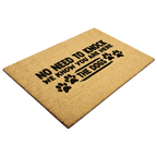 Funny Dog Lover Doormat – “No Need to Knock, We Know You Are Here – The Dogs” | Coir Welcome Mat for Pet Owners | Cute & Humorous Front Porch Décor