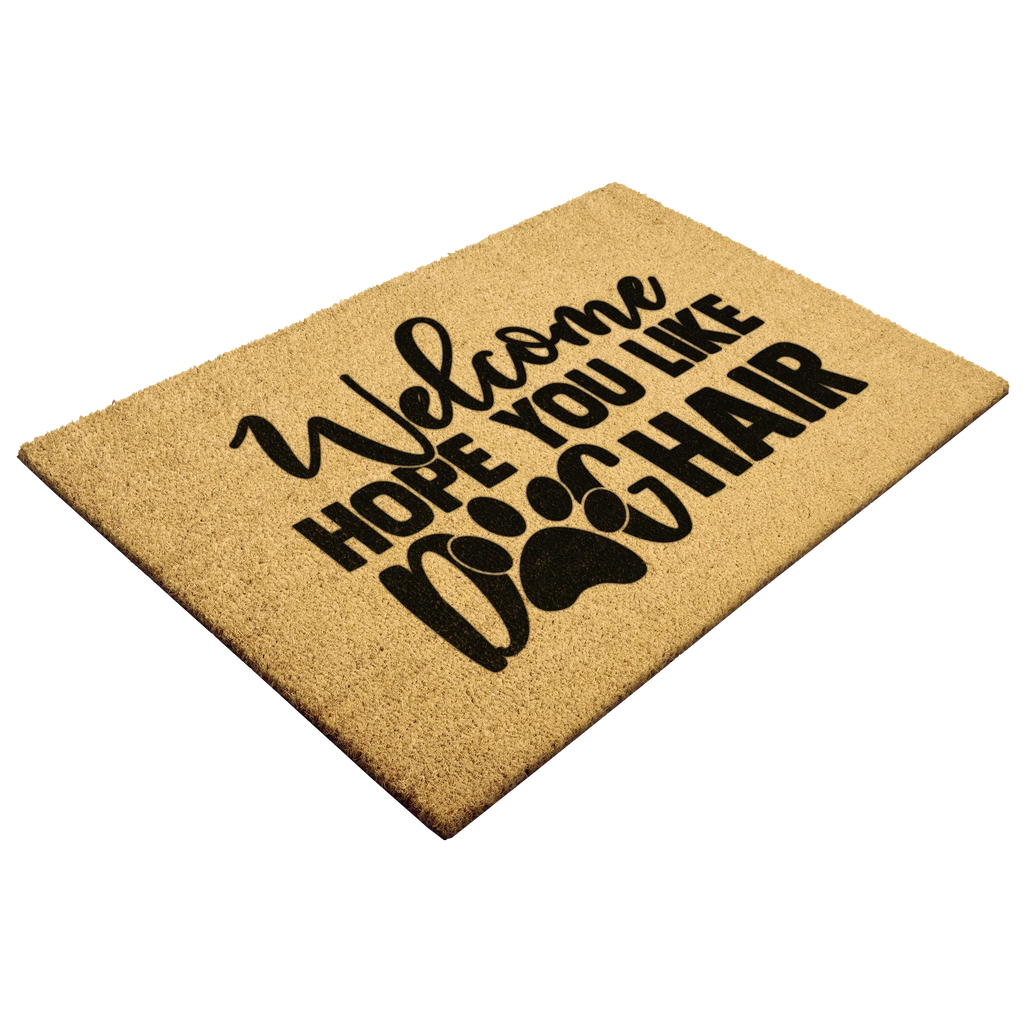 Funny Dog Lover Doormat – “Welcome Hope You Like Dog Hair” | Coir Welcome Mat with Paw Print | Gift for Dog Owners, Pet Homes & Dog Moms