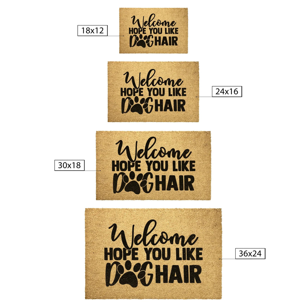 Funny Dog Lover Doormat – “Welcome Hope You Like Dog Hair” | Coir Welcome Mat with Paw Print | Gift for Dog Owners, Pet Homes & Dog Moms
