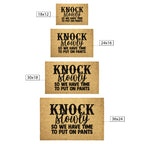 Funny Doormat – “Knock Slowly So We Have Time to Put On Pants” | Humor Coir Welcome Mat | Hilarious Gift for Couples, Roommates & Families