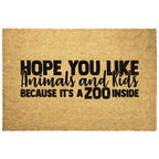 Funny Family Doormat – “Hope You Like Animals and Kids Because It’s a Zoo Inside” | Coir Welcome Mat for Busy Homes | Pet & Kid Lover Porch Décor