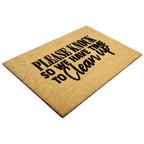 Funny “Please Knock So We Have Time to Clean Up” Doormat | Relatable Coir Welcome Mat for Families | Real-Life Humor Front Porch Décor