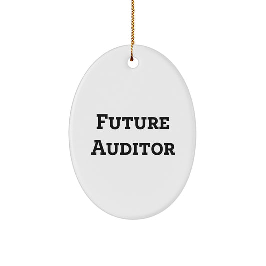 Future Auditor Inspired Oval Ornament, Funny Quote, Oval Shaped Gifts for Auditor, Gifts from Family, Christmas Unique Gifts - Image 1
