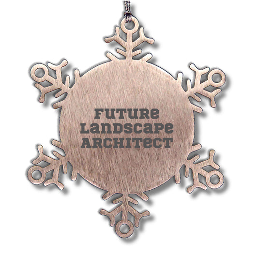 Future Landscape Architect Christmas Unique Gifts from Friends Snowflake Ornament, Inspirational Quotes for Landscape Architects, Shatterproof Snowflake Decoration, 3.14 Inch Diameter