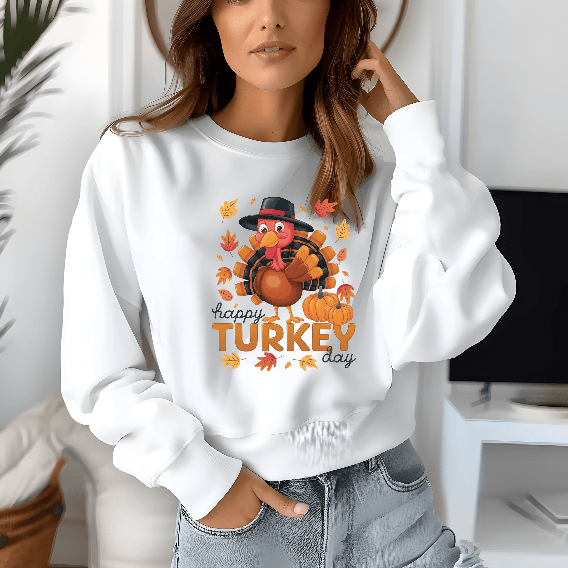 Happy Turkey Day Thanksgiving Sweatshirt - Mallard Moon Gift Shop