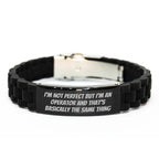 Operator Gifts, Funny Quote, Mother's Day Glide lock Clasp Bracelet, Adjustable, Excellent, Silicone, Silver, Black Stainless Steel, from Men, for Operator, Unique, Thoughtful