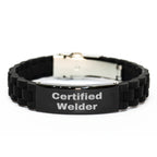 Welder's Proud Certified Funny Quote Glide lock Clasp Bracelet Gifts from Men to Welders for Father's Day