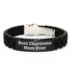 Funny Chartreux Cat Mom Ever Glide lock Clasp Bracelet Gifts for Men from Family - Perfect Father's Day Unique Gifts