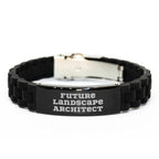 Funny Future Landscape Architect Quote Glide lock Clasp Black Stainless Steel Silicone Adjustable Mother's Day Unique Gift from Mom to Son