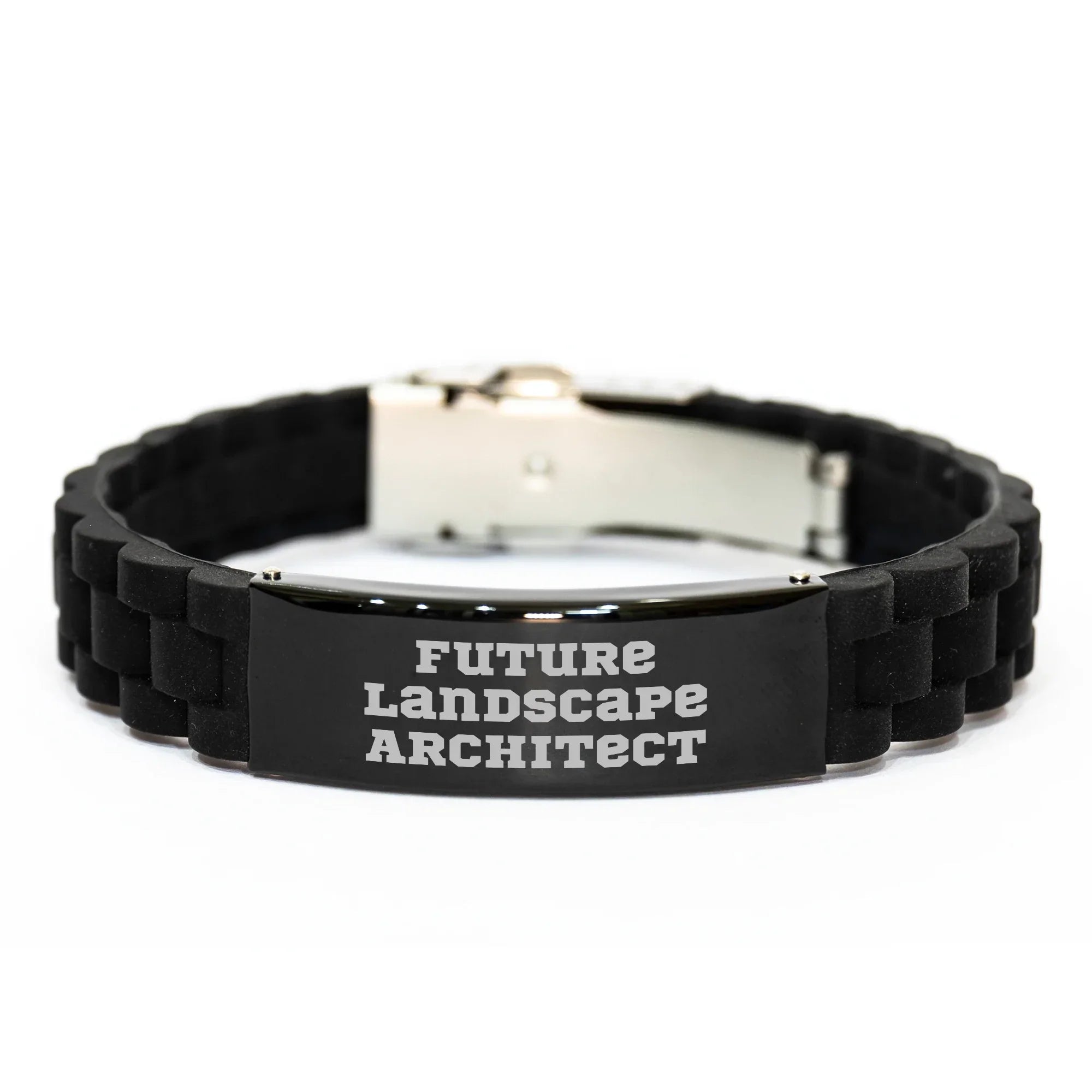 Funny Future Landscape Architect Quote Glide lock Clasp Black Stainless Steel Silicone Adjustable Mother's Day Unique Gift from Mom to Son