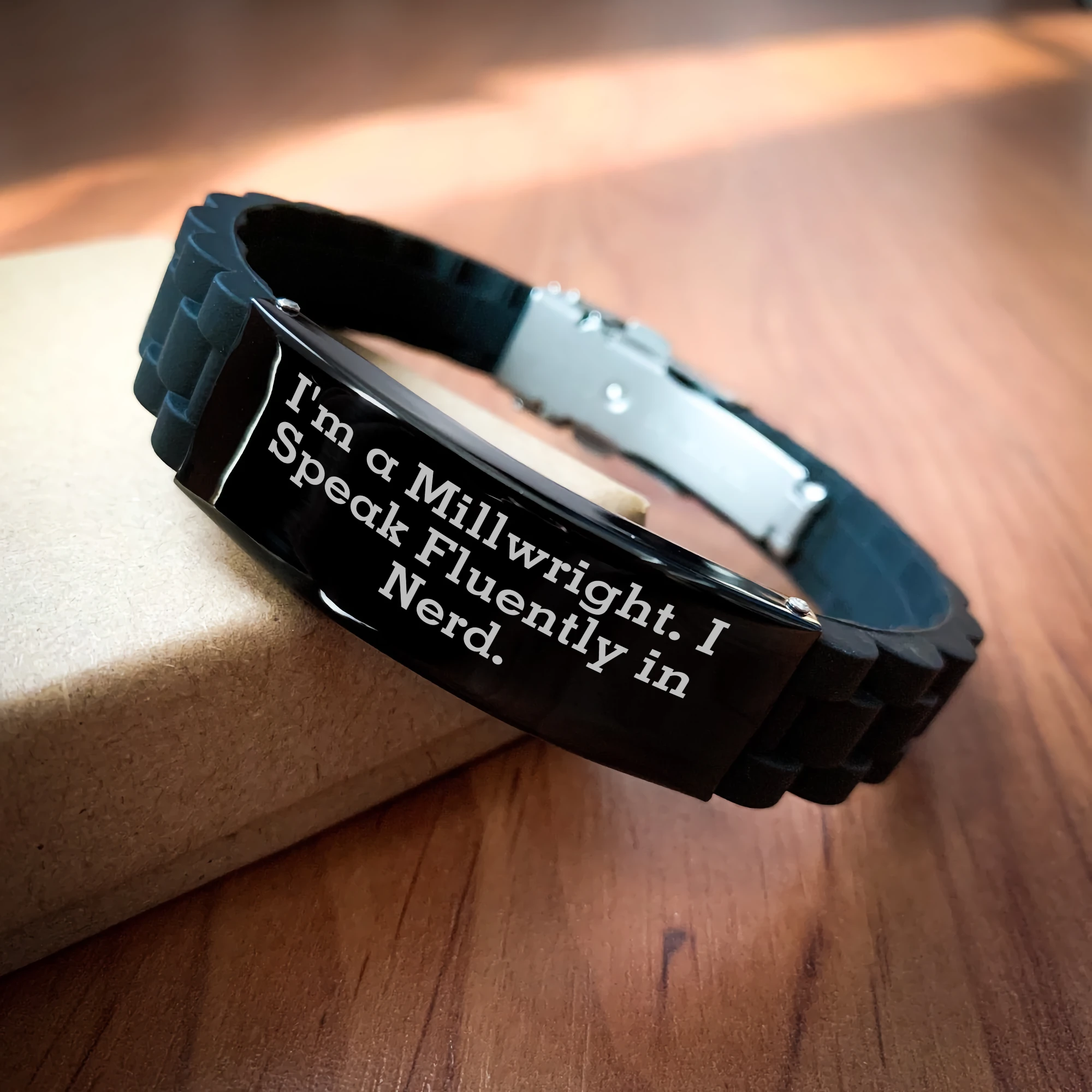 Funny Millwright Gifts - 'I'm A Millwright. I Speak Fluently In genius.' Glide lock Clasp Bracelet for Men Millwrights - Mother's Day Unique Gifts from Family
