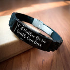 Funny South Carolina Gifts for Men - 'I'd Rather Be In South Carolina' Glide lock Clasp Bracelet, Adjustable, Premium Bag, Gifts from Family, Unique Father's Day Unique Gifts for Him