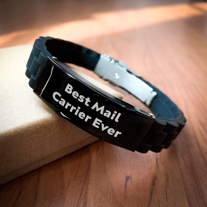 Gifts from Men, Women, Friends, Coworkers, Family - Best Mail Carrier Ever Glide lock Clasp Bracelet, Adjustable, Black, for Mail Carrier Gifts, Mother's Day Unique Gifts - Image 2