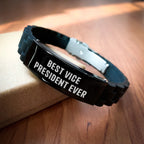 Funny Vice President Gifts from Friends - Best Vice President Ever Glide lock Clasp Bracelet for Men on Father's Day - Gifts for Vice President