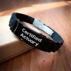 Quotes from Certified Actuaries, Funny Actuary Gifts for Men on Father's Day, Glide lock Clasp Black Stainless Steel Silicone Adjustable Bracelet Gifts from Friends