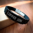 Funny Son Gifts for Him Certified Son Glide lock Clasp Bracelet from Family