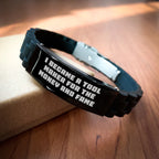 Tool Maker Gifts, Inspirational Quote, Glide lock Clasp Black Stainless Steel Silicone Adjustable Men's Women's Friends Family Unique Gift from Tool Makers for Mother's Day