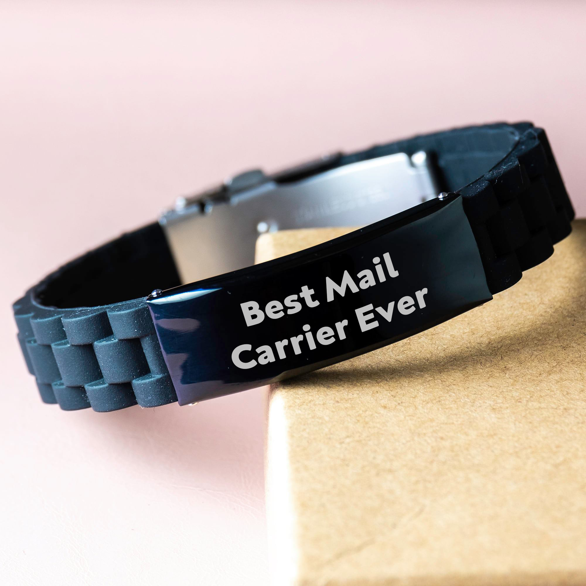 Gifts from Men, Women, Friends, Coworkers, Family - Best Mail Carrier Ever Glide lock Clasp Bracelet, Adjustable, Black, for Mail Carrier Gifts, Mother's Day Unique Gifts - Image 3