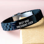 Funny Vice President Gifts from Friends - Best Vice President Ever Glide lock Clasp Bracelet for Men on Father's Day - Gifts for Vice President
