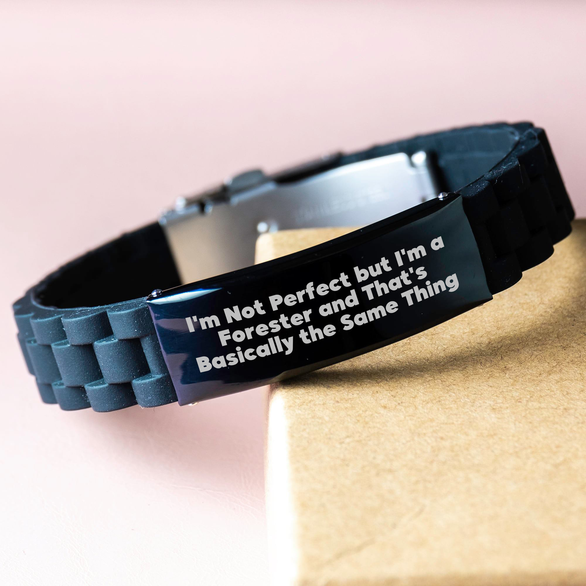 Funny Forester Gifts, Glide lock Clasp Bracelet for Men, I'm Not Perfect But I'm A Forester And That's Basically The Same Thing, Father's Day Unique Gifts from Men - Image 3