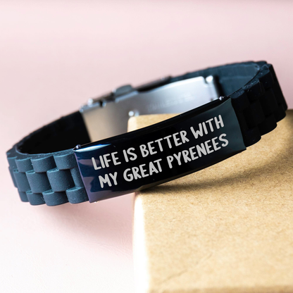 Life is Better with My Great Pyrenees, Great Pyrenees Dog Gifts for Men, Unique Glide lock Clasp Bracelet from Family, Father's Day Unique Gifts - Image 3