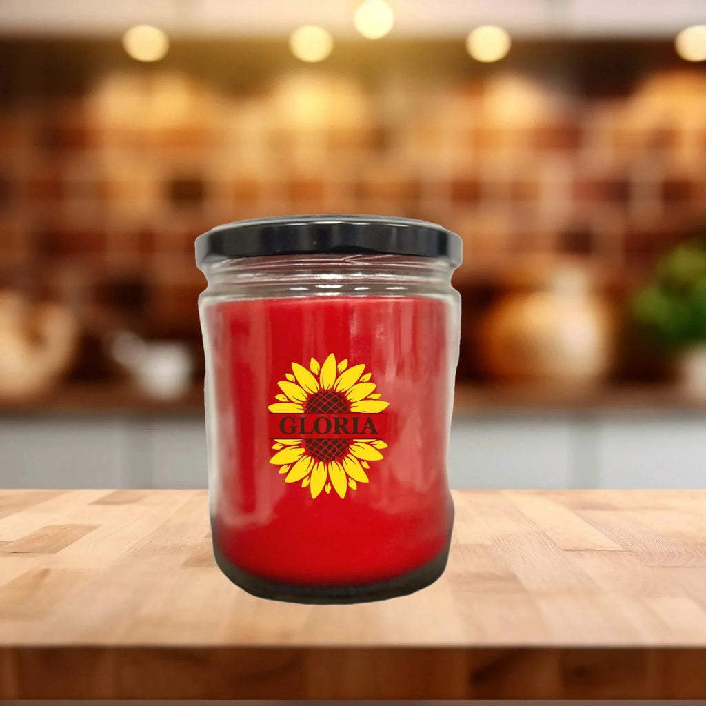 Sunflower Monogram Soy Scented Container Jar Candle