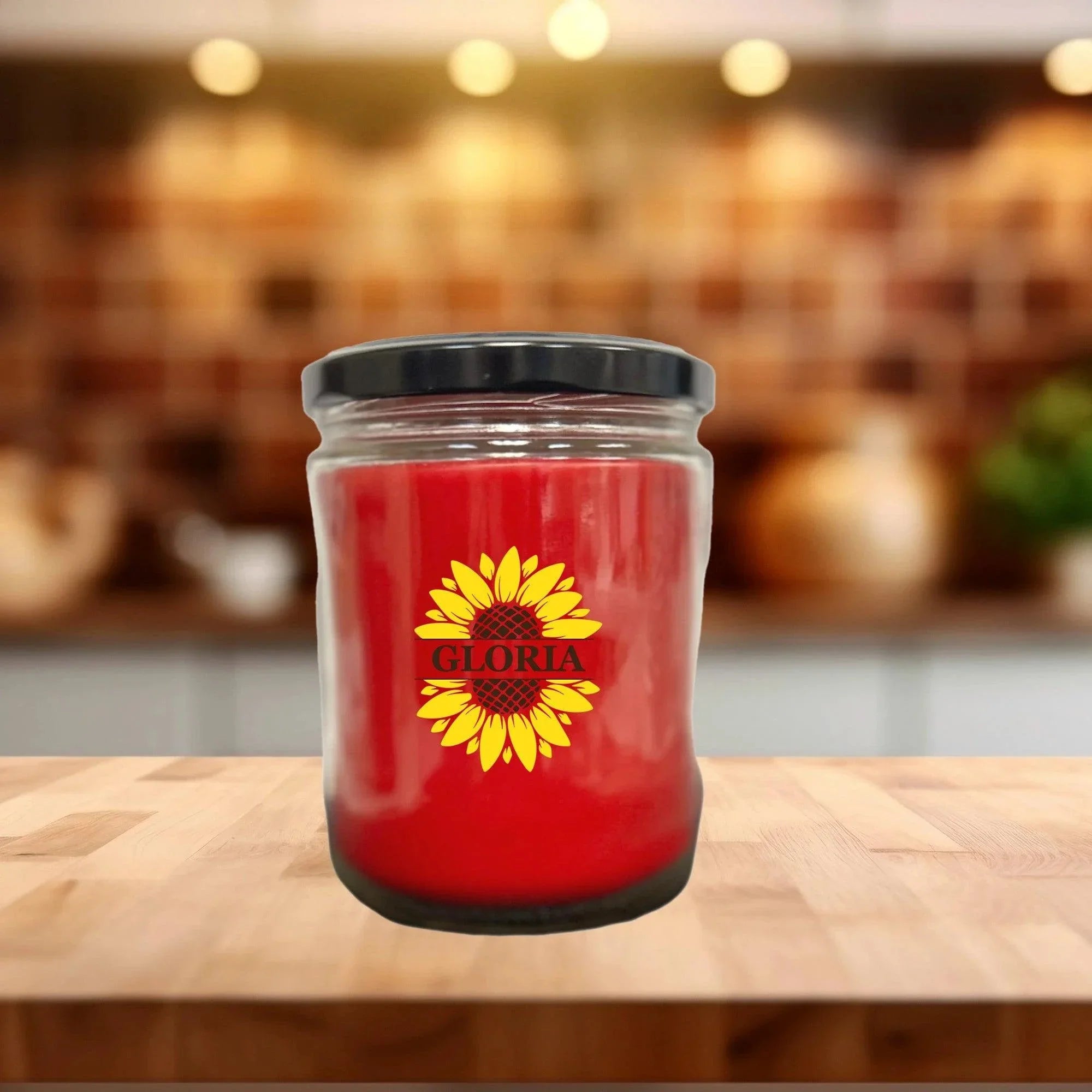Sunflower Monogram Soy Scented Container Jar Candle