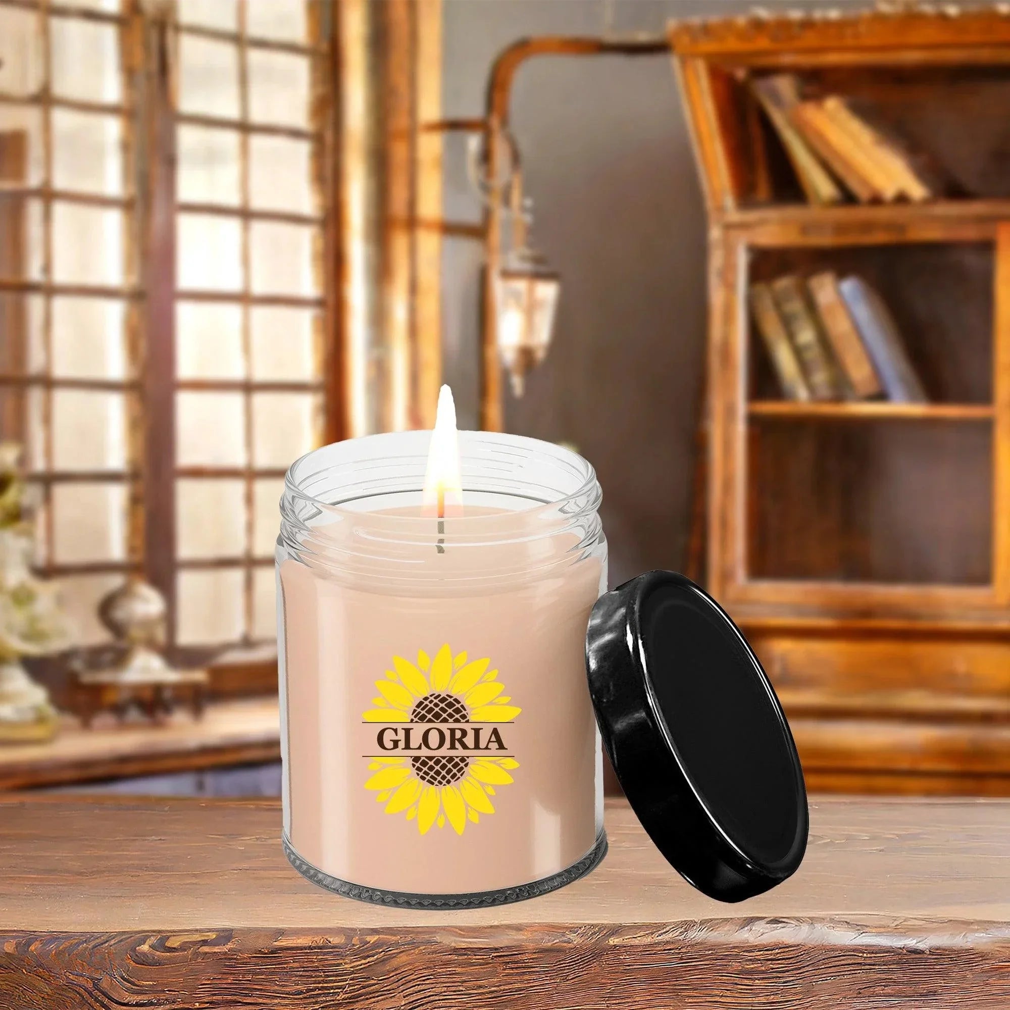 Sunflower Monogram Soy Scented Container Jar Candle