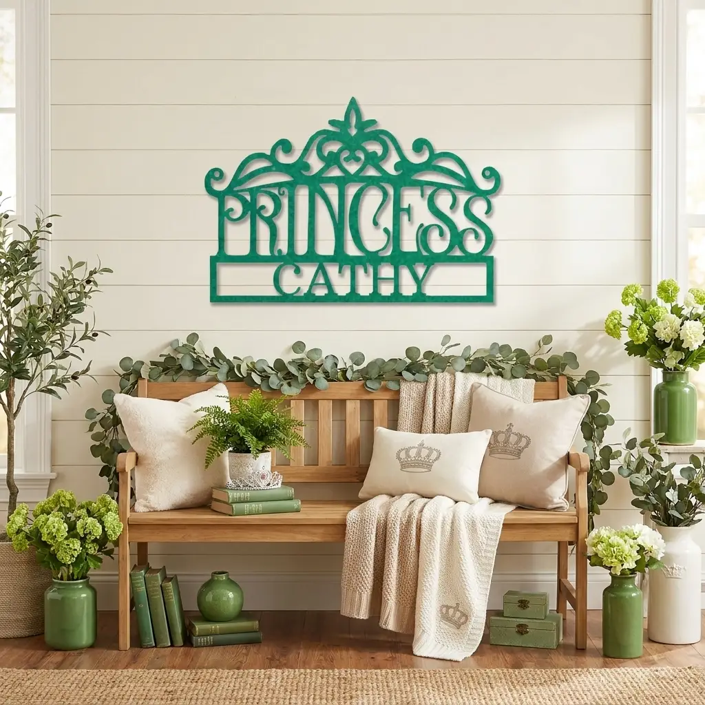Personalized Princess Crown Metal Wall Art | Custom Princess Name Sign | Princess Bedroom Decor | Girls Room Metal Sign | Made in USA