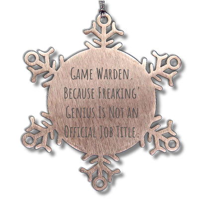 Game Warden Humor Gifts Funny Snowflake Ornaments for Christmas, Gifts for Game Wardens, Shatterproof Stainless Steel Unique Presents