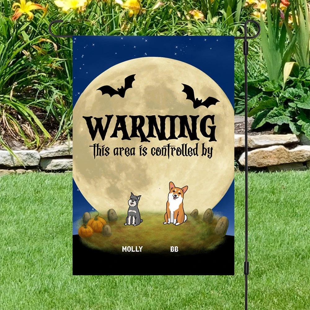 Personalized Halloween Garden Flag – “This Area is Controlled By” Custom Dog Name Yard Flag