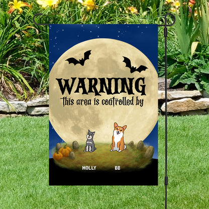 Personalized Halloween Garden Flag – “This Area is Controlled By” Custom Dog Name Yard Flag - Mallard Moon