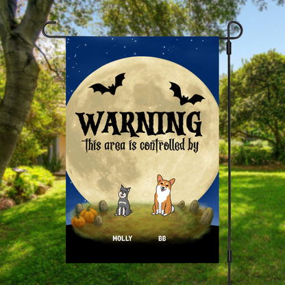 Personalized Halloween Garden Flag – “This Area is Controlled By” Custom Dog Name Yard Flag - Mallard Moon