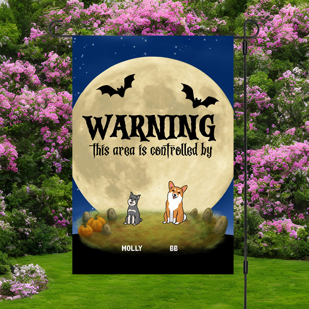 Personalized Halloween Garden Flag – “This Area is Controlled By” Custom Dog Name Yard Flag - Mallard Moon
