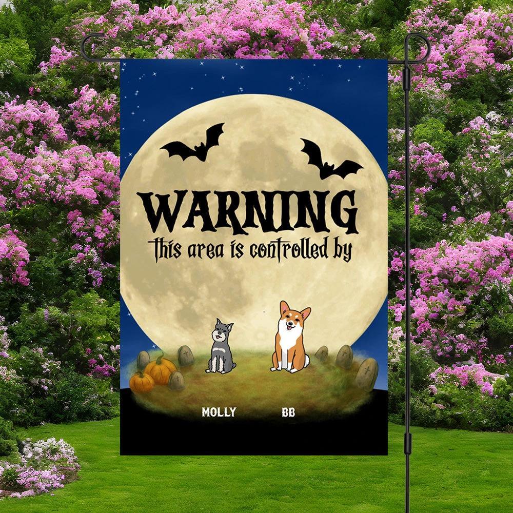 Personalized Halloween Garden Flag – “This Area is Controlled By” Custom Dog Name Yard Flag
