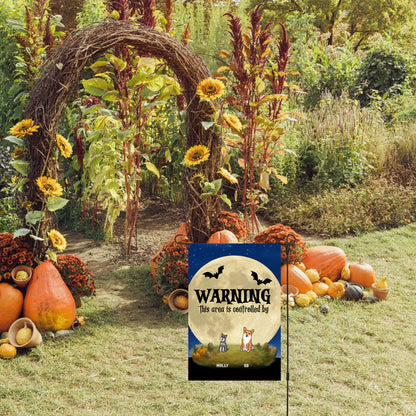 Personalized Halloween Garden Flag – “This Area is Controlled By” Custom Dog Name Yard Flag - Mallard Moon