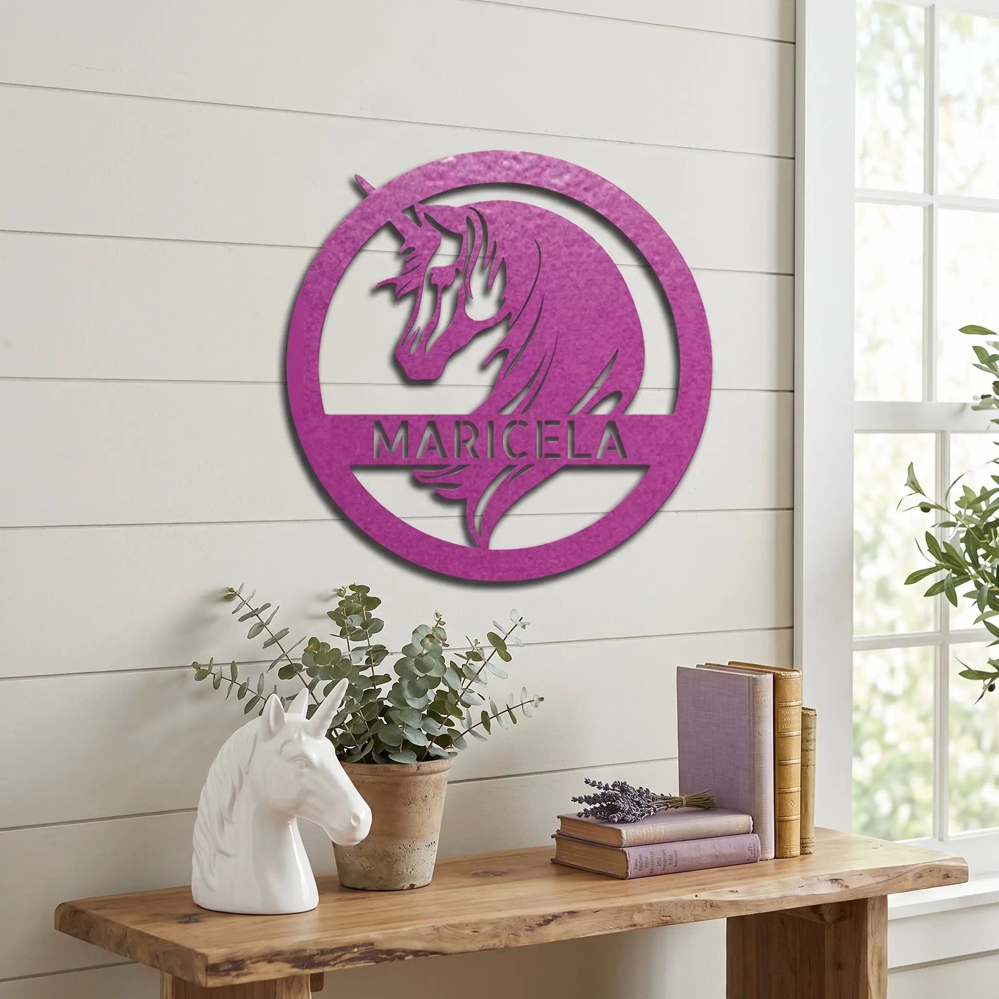 Custom Unicorn Name Metal Wall Art – Personalized Fantasy Sign – Girls Bedroom or Nursery Decor