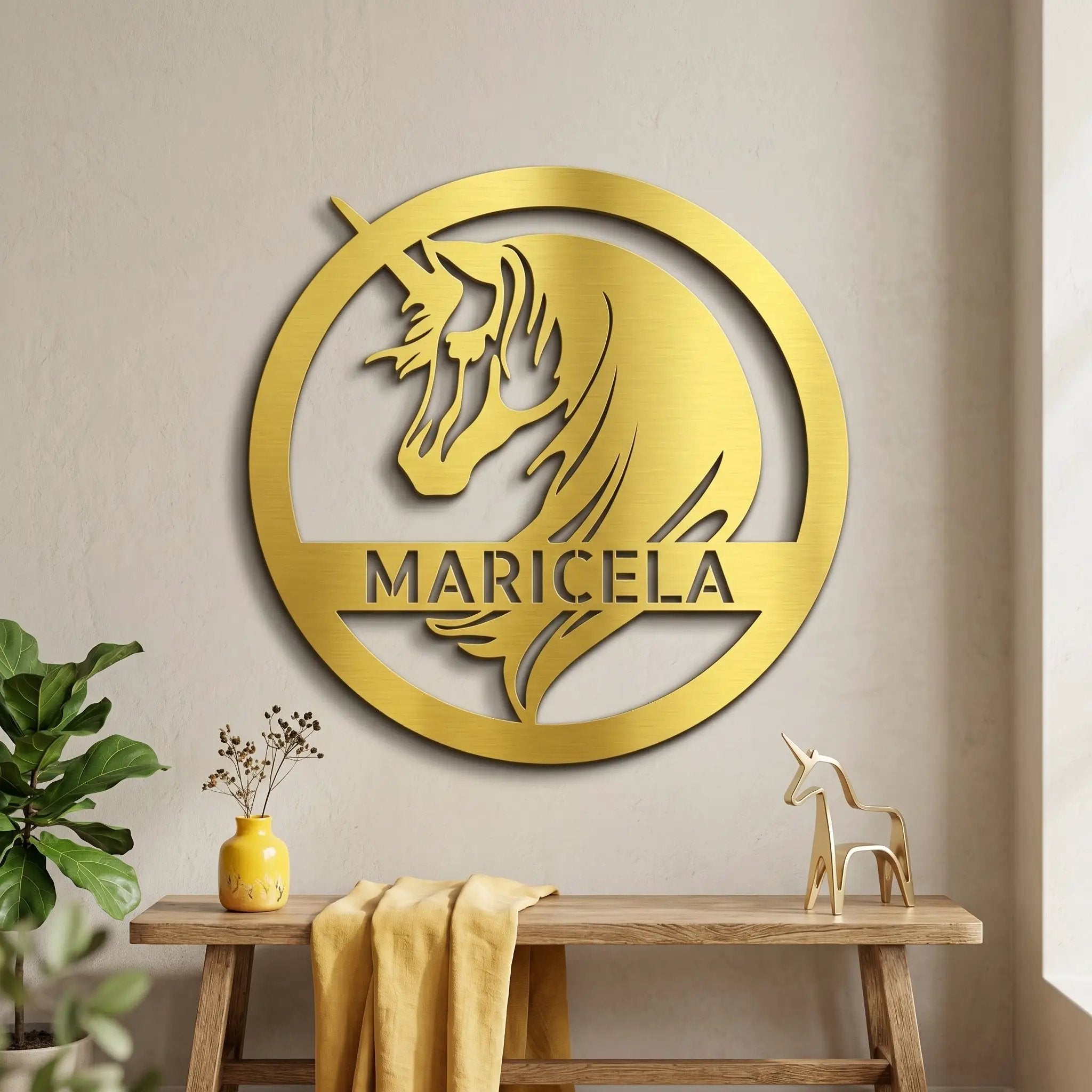 Custom Unicorn Name Metal Wall Art – Personalized Fantasy Sign – Girls Bedroom or Nursery Decor