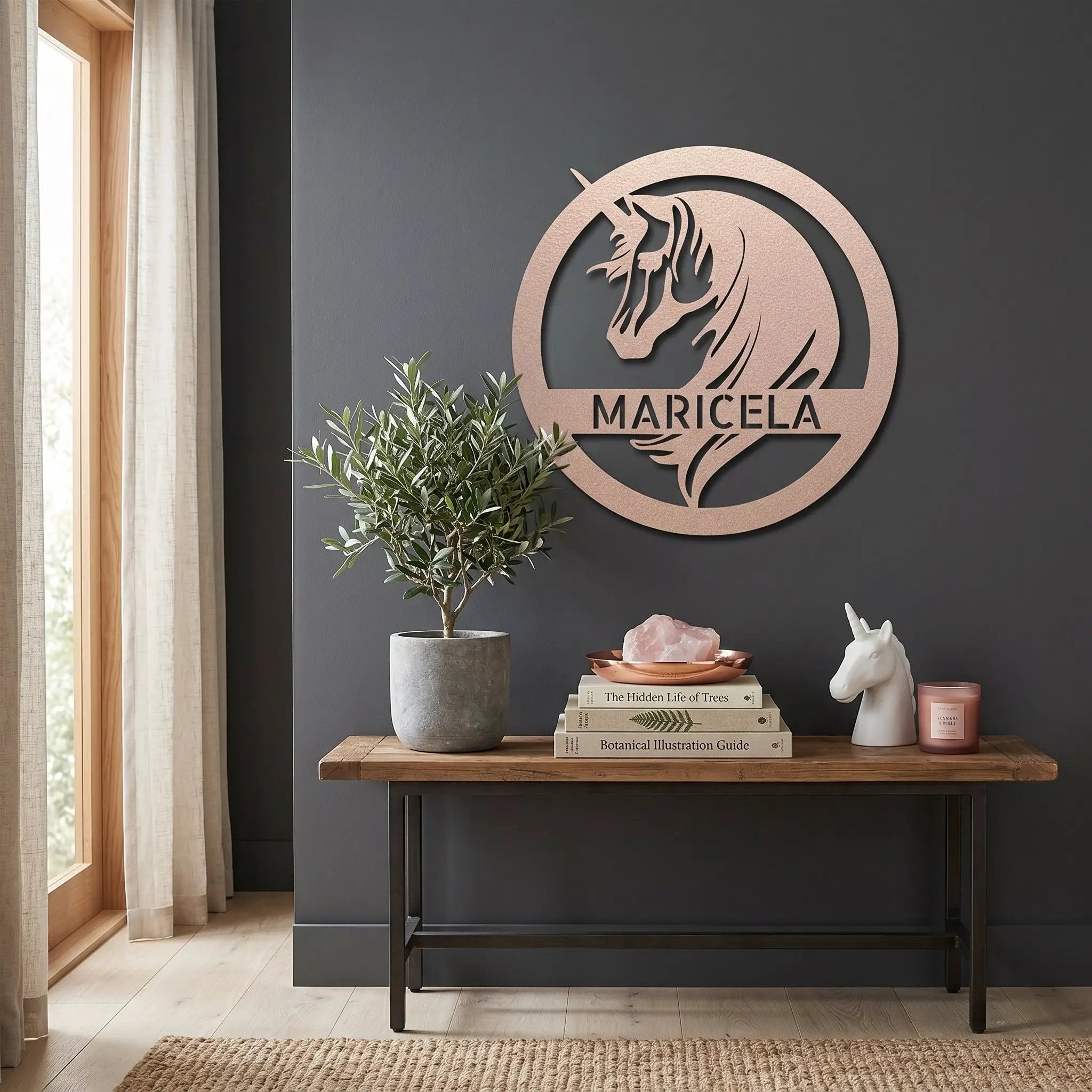 Custom Unicorn Name Metal Wall Art – Personalized Fantasy Sign – Girls Bedroom or Nursery Decor