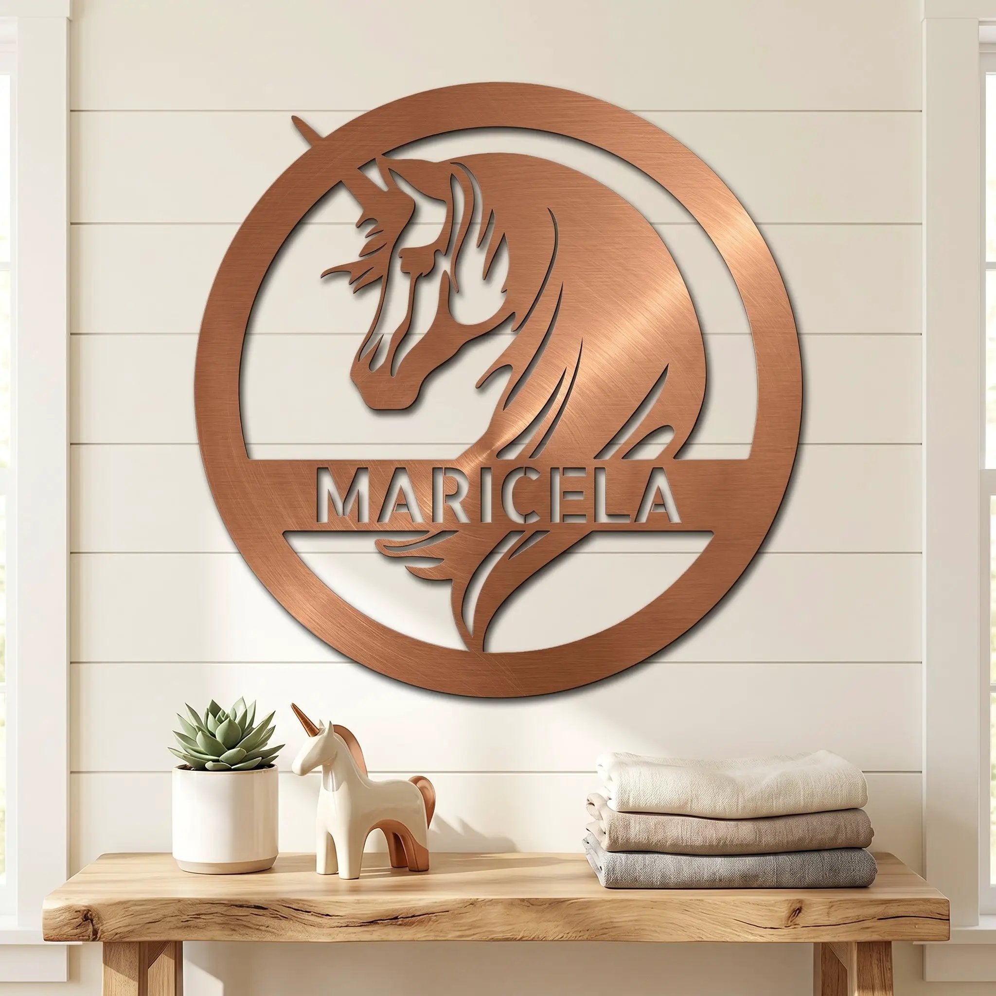 Custom Unicorn Name Metal Wall Art – Personalized Fantasy Sign – Girls Bedroom or Nursery Decor
