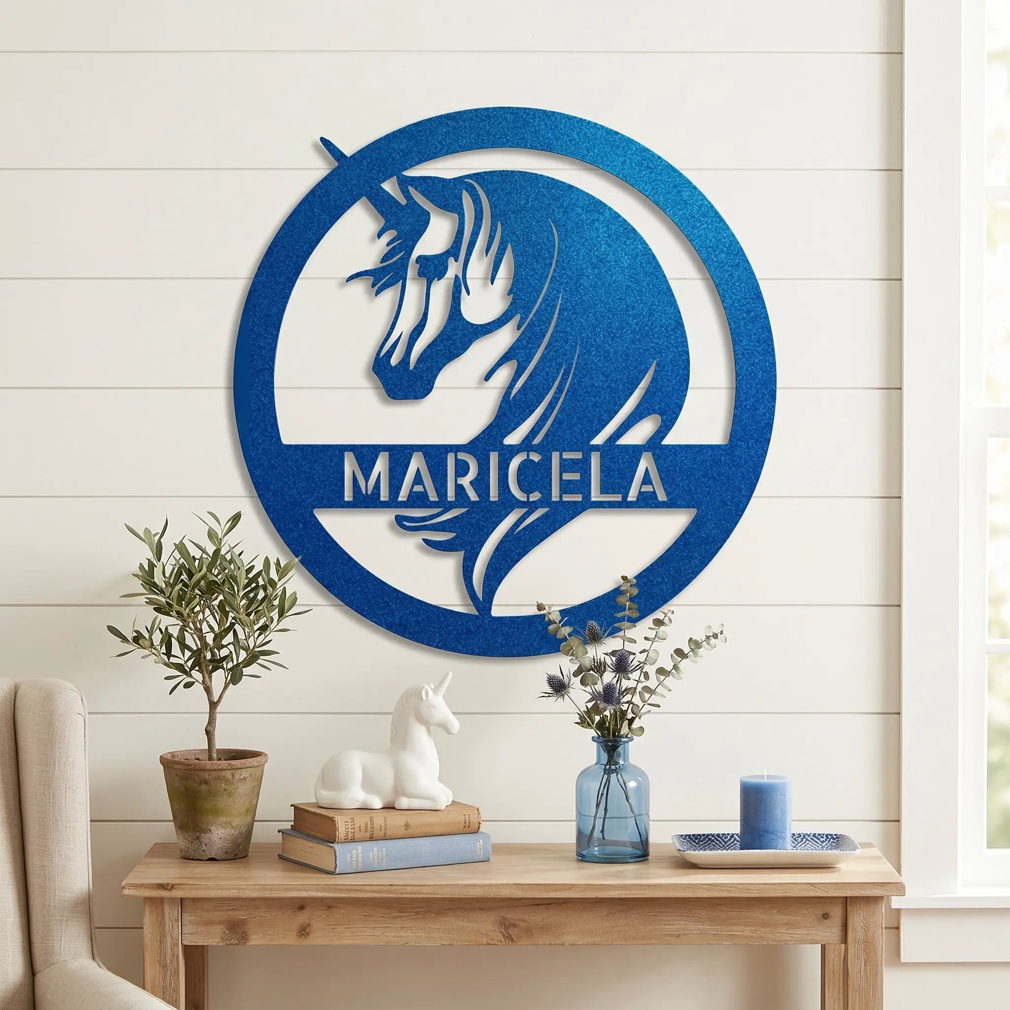 Custom Unicorn Name Metal Wall Art – Personalized Fantasy Sign – Girls Bedroom or Nursery Decor