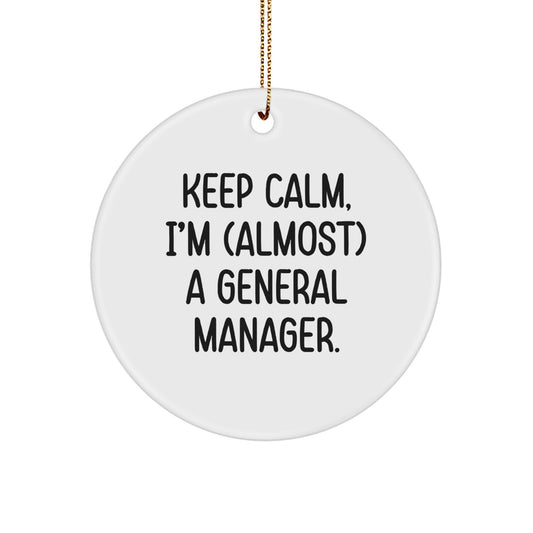 General Manager Gifts, Keep Calm Circle Ornament, Funny Quote, Christmas Unique Gifts from Family and Friends