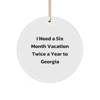 Georgia Circle Ornament, Funny Quote Gifts for Men, Women, Friends, Coworkers, and Family, Holiday Season Decorations