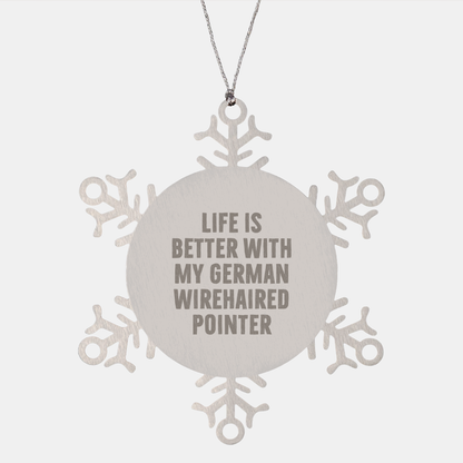 German Wirehaired Pointer Dog Gifts from Family, Snowflake Ornaments with Inspirational Quote, Christmas Unique Gifts for Men