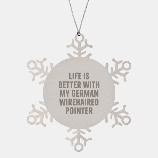 German Wirehaired Pointer Dog Gifts from Family, Snowflake Ornaments with Inspirational Quote, Christmas Unique Gifts for Men