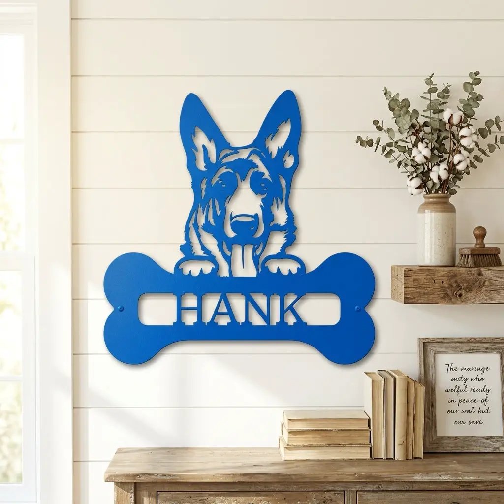 German Sheperd Custom Name Metal Art Wall Sign